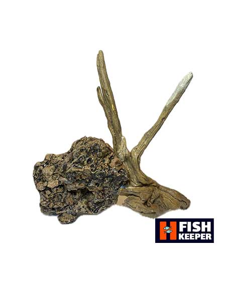 دکور سنگ آتشفشانی و چوب